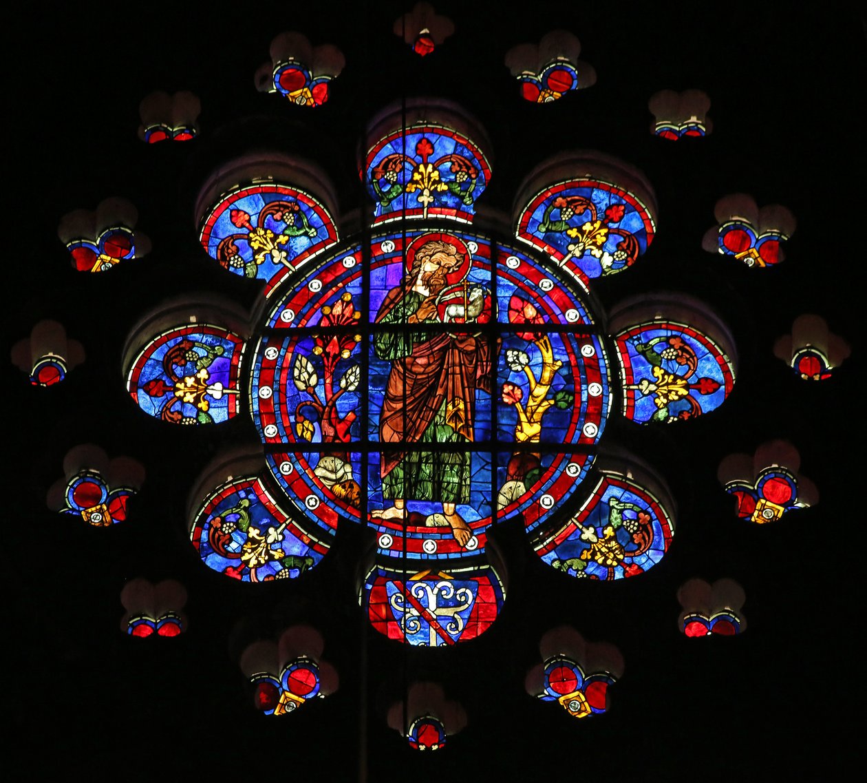 St. Johannes de Doper in de woestijn met het Agnus Dei door French School