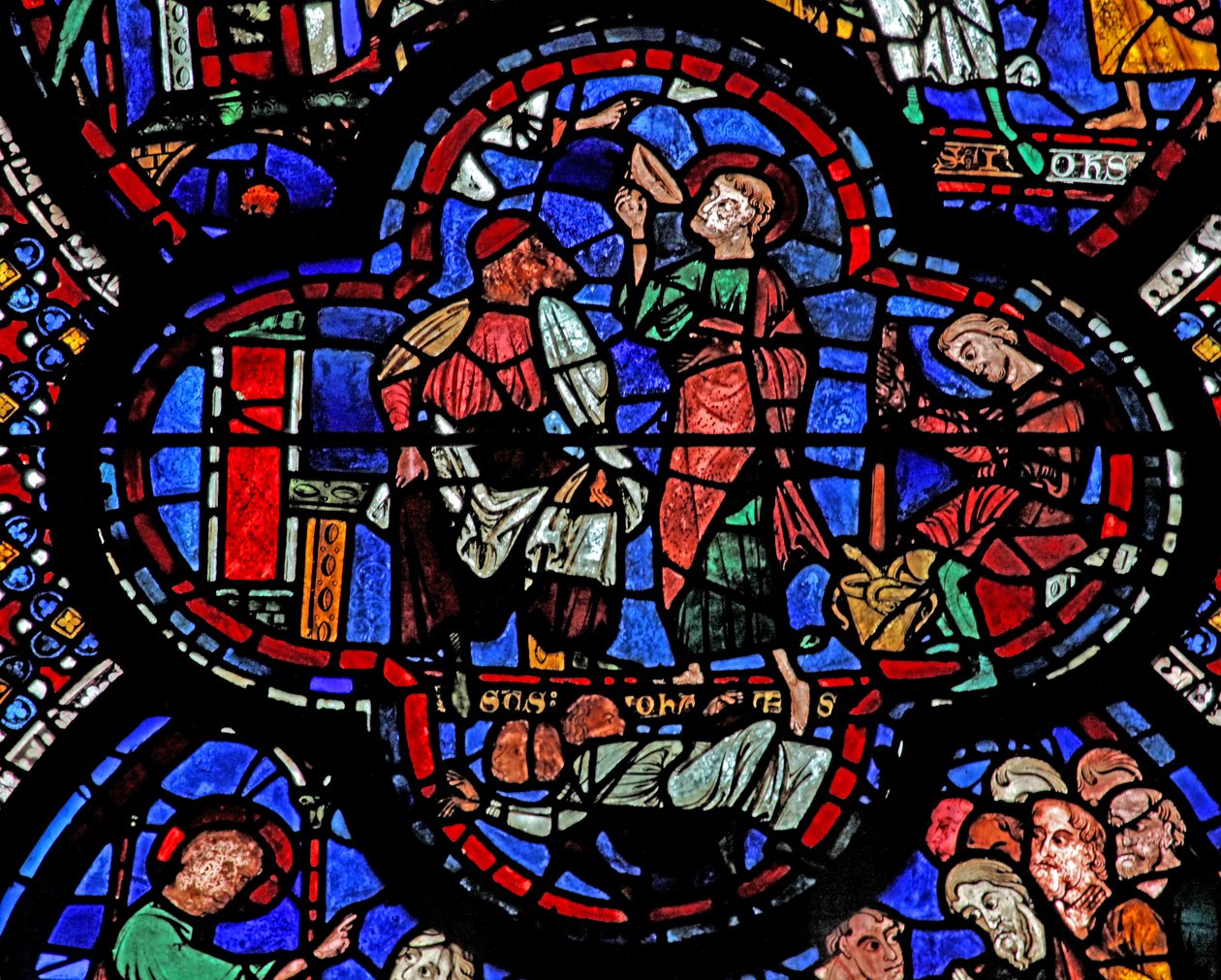 Het Sint-Jans-raam: hij drinkt de vergiftigde kelk door French School