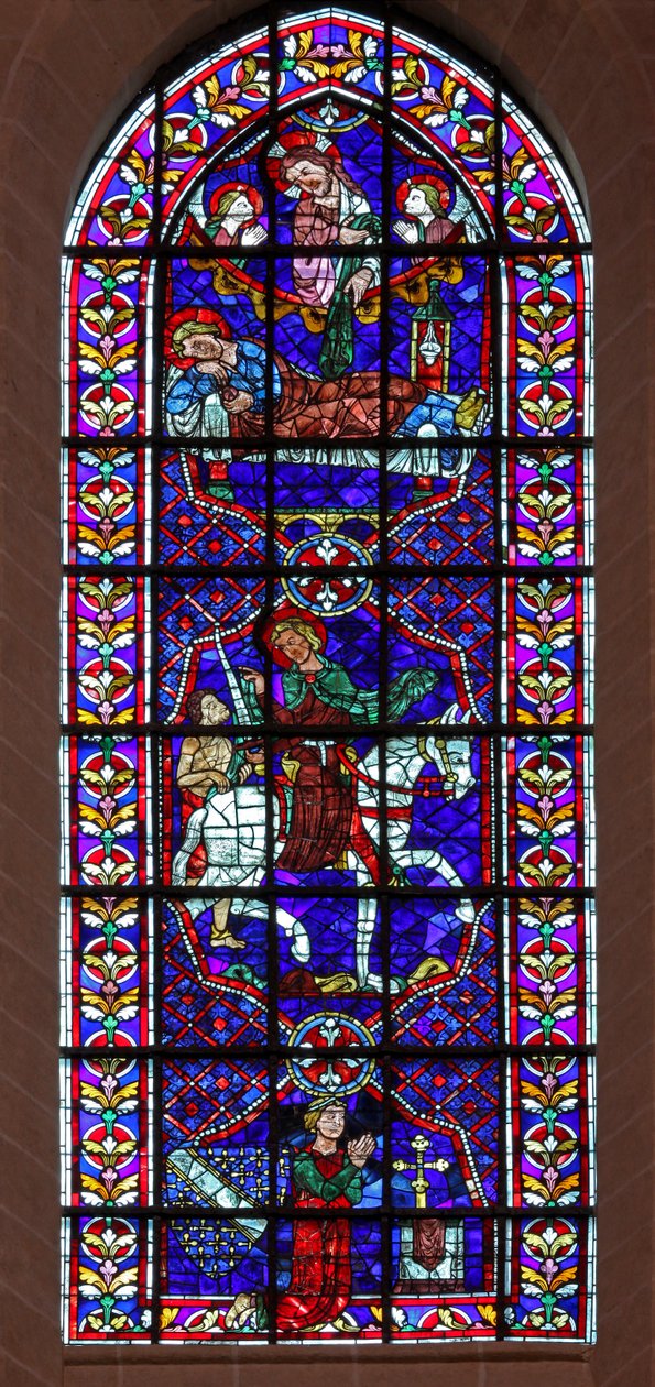 St. Martinus geneest de zieken en deelt zijn mantel met een bedelaar. Thibault VI, Graaf van Chartres door French School