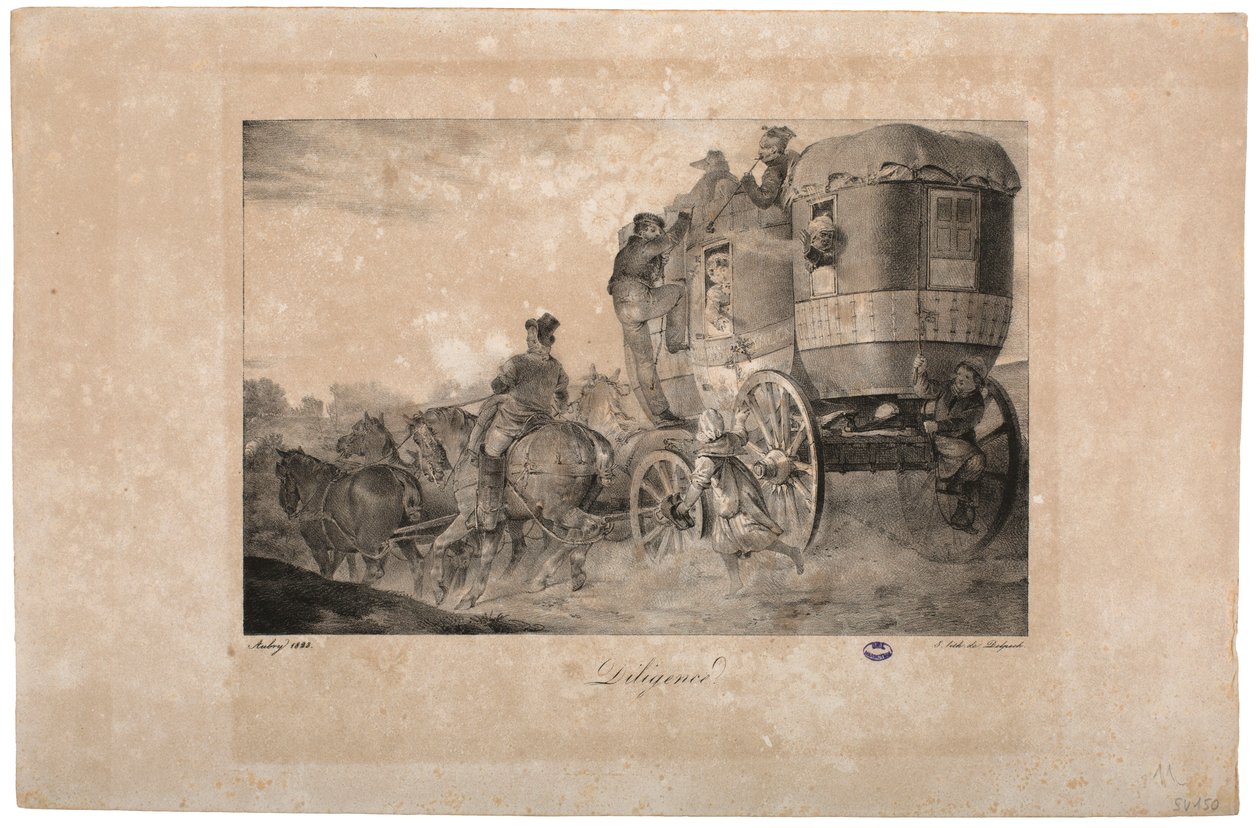 Postkoets, 1823 door French School
