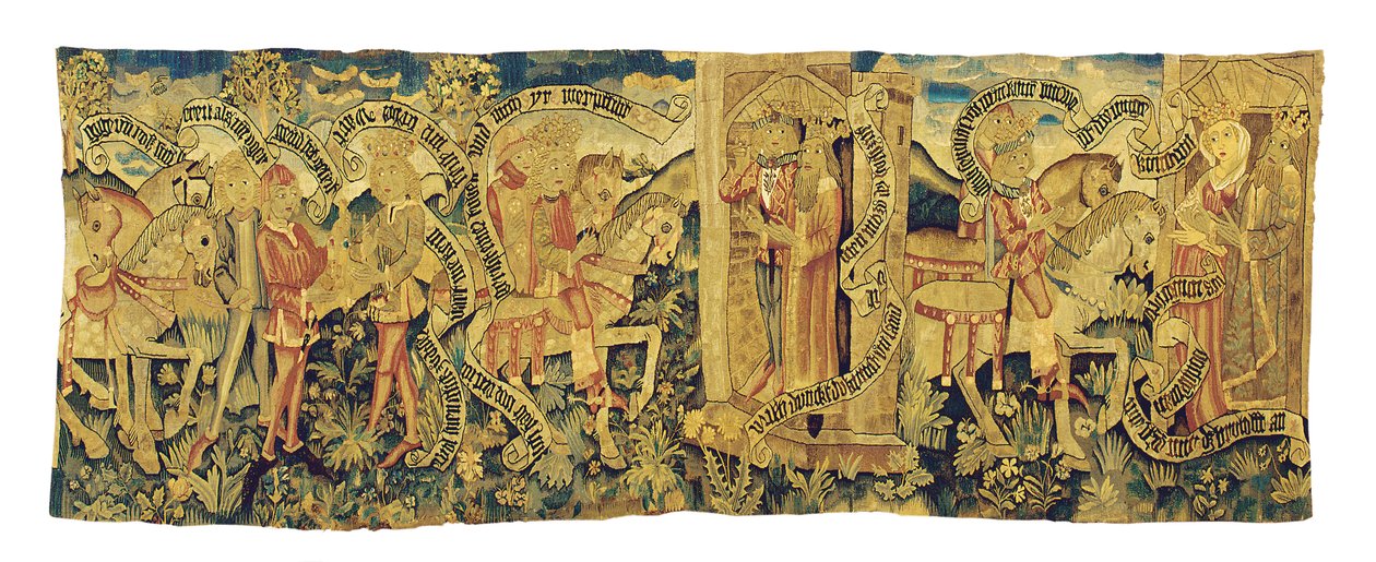 Straatsburg mythologisch wandtapijt fragment door French School