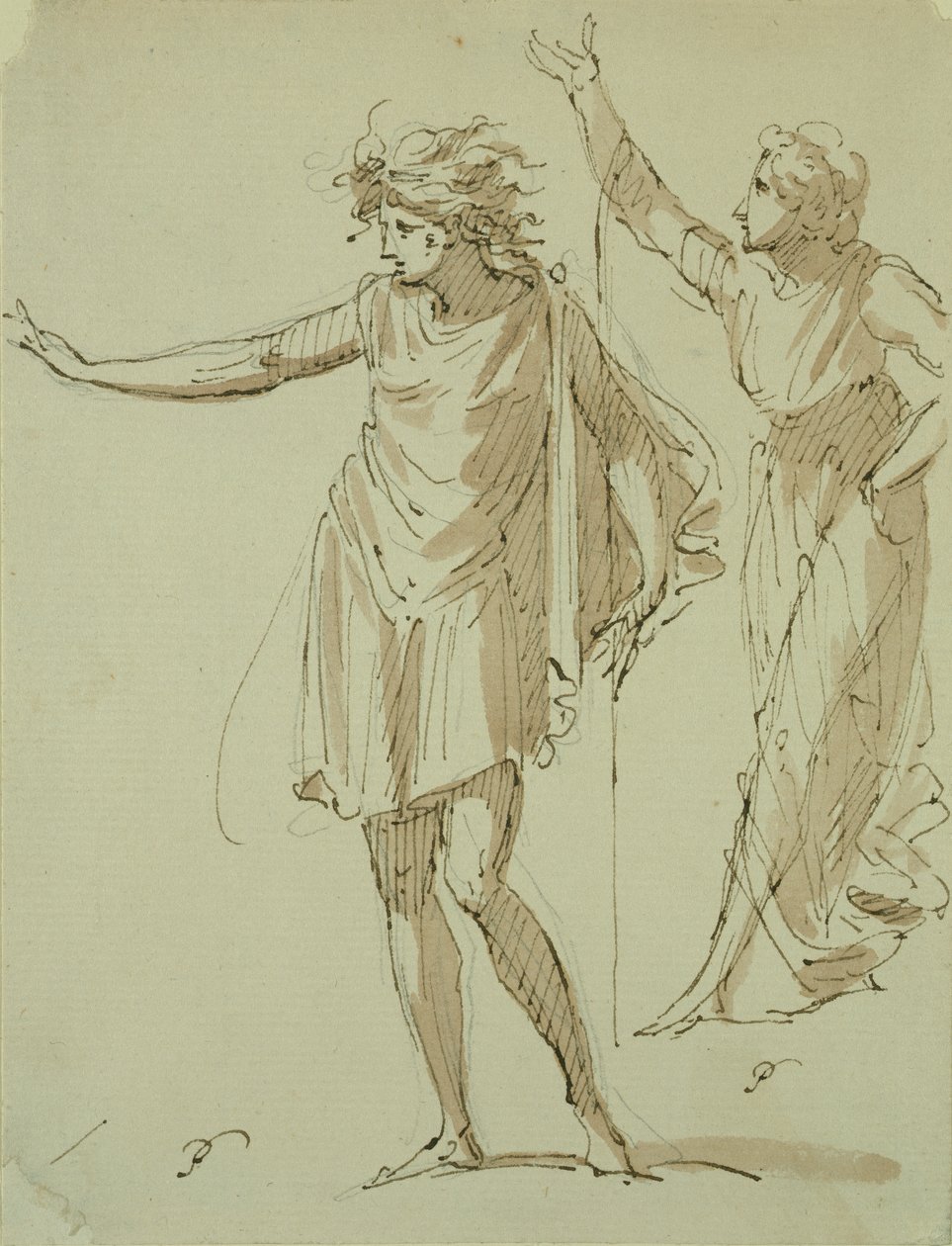 Studie van Twee Klassiek Gedrapeerde Figuren, ca. 1790 door French School