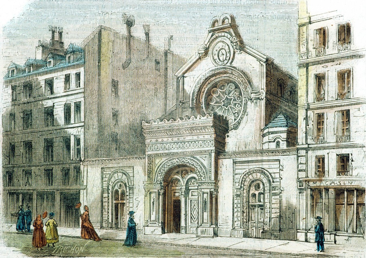 Synagoge aan de Rue de la Victoire, Parijs, ca. 1880 door French School