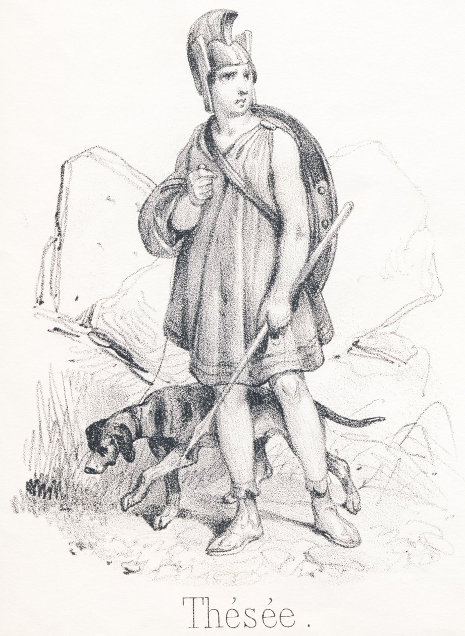 Theseus: Zoon van Egeus, koning van Athene en Aethra Hij bevrijdde Athene van een monster genaamd de Minotaurus door French School