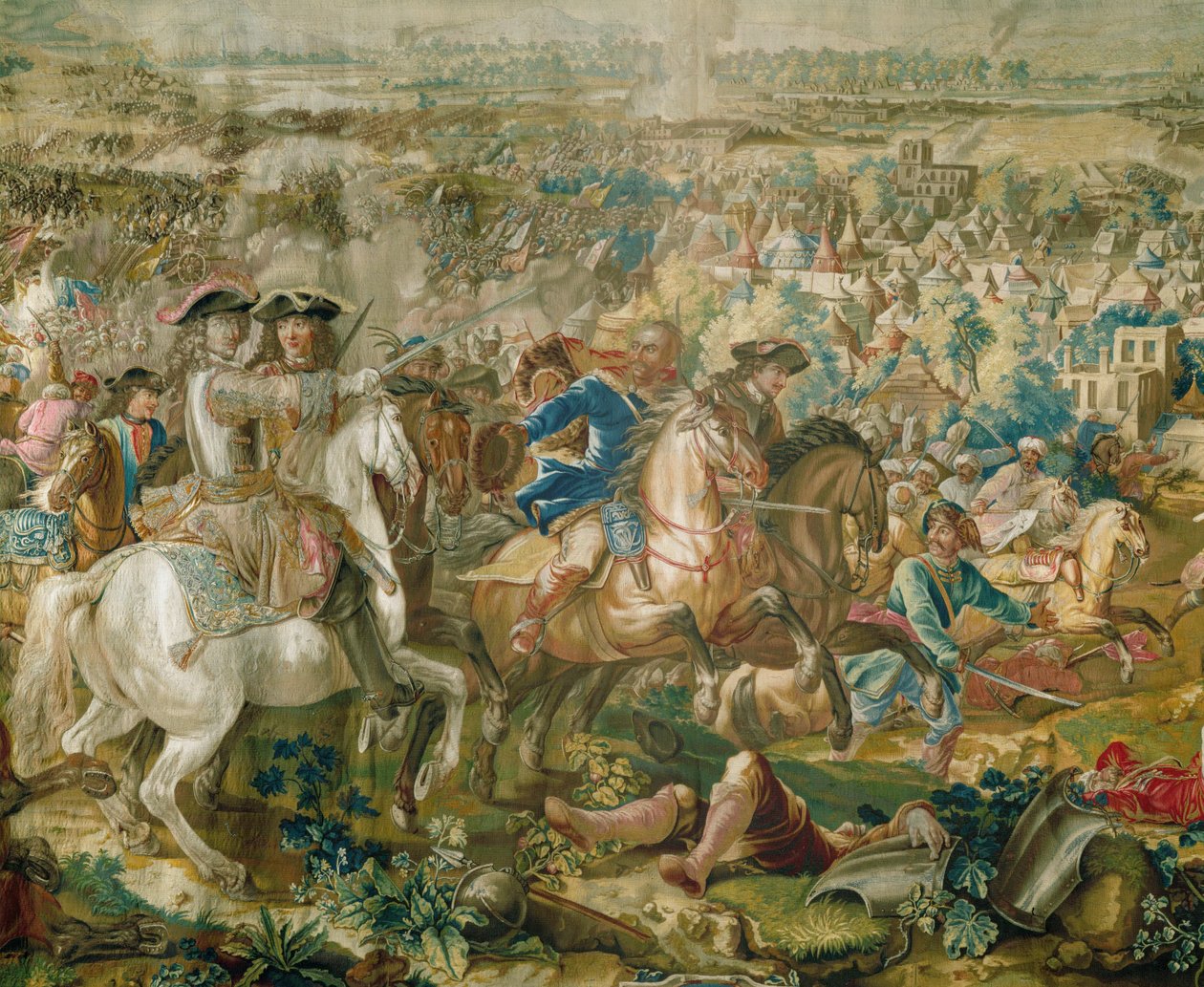 Wandtapijt met het reliëf van Wenen ... (wol en zijde) door French School