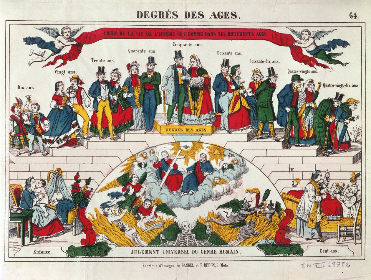 De leeftijden van mannen en vrouwen, Imagerie Gangel, Metz, midden 19e eeuw door French School
