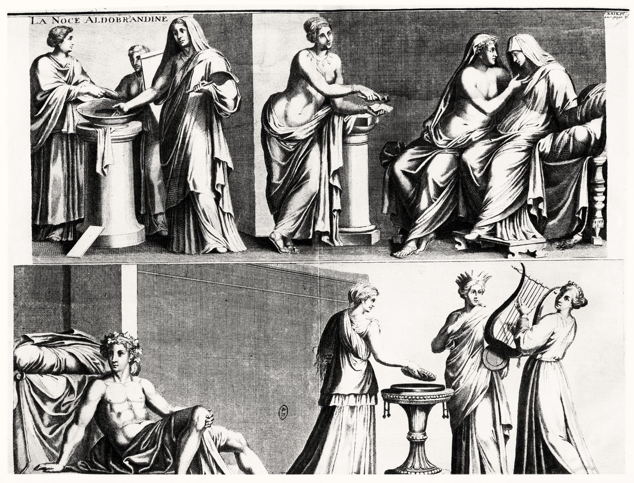 De Aldobrandini-bruiloft, naar een Romeinse fresco door French School