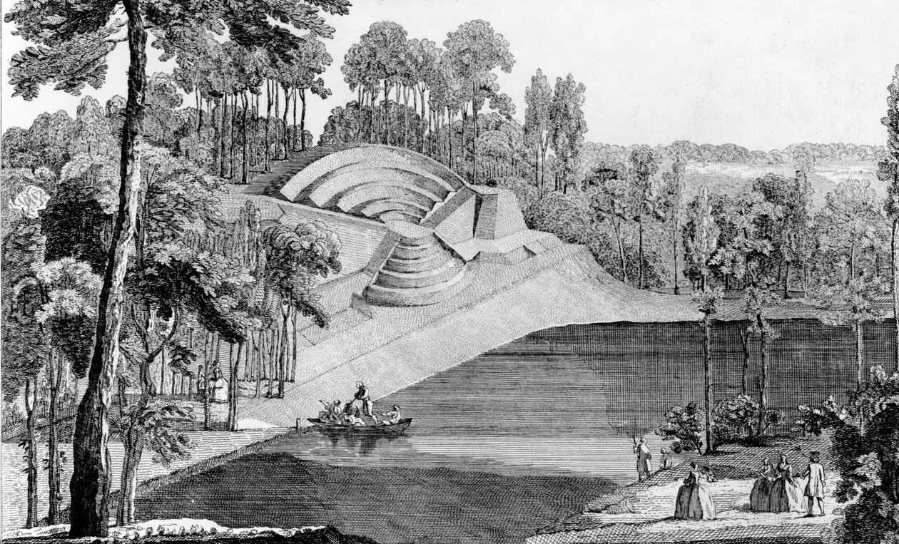 Het Amfitheater van Claremont, 6 mijl van Londen, uit Details des Nouveaux Jardins a la Mode, door George Louis le Rouge, gepubliceerd ca. 1770-87 door French School