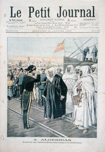 De aankomst van de Marokkaanse ambassadeurs op de Internationale Conferentie in Algeciras in 1906, omslag van Le Petit Journal, 21 januari 1906 door French School