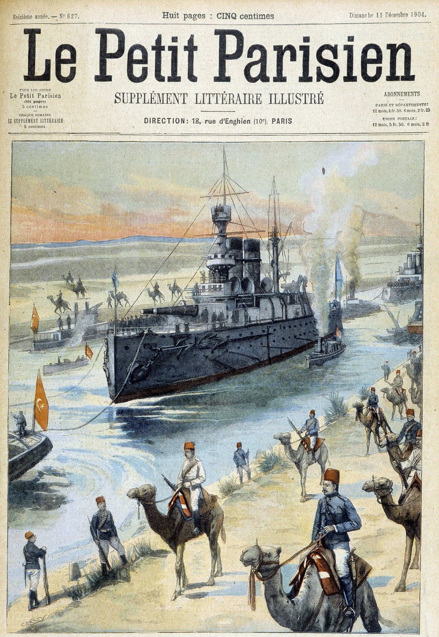 Het Baltische squadron steekt het Suezkanaal over - in "De Kleine Parijzenaar" van 11/12/1904 door French School