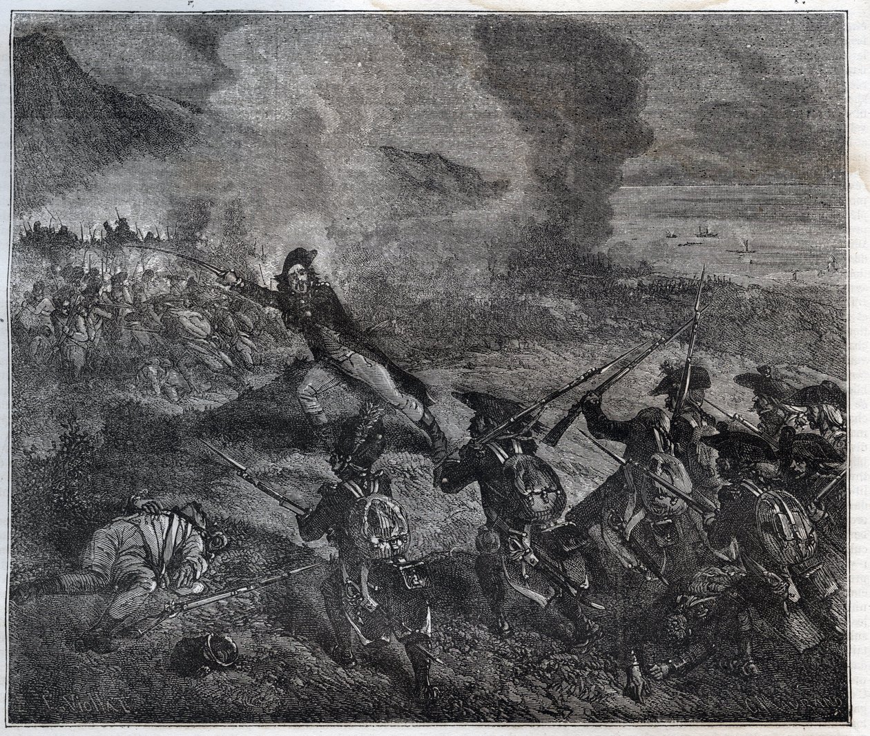 De Slag bij Loano vond plaats op 23-24 november 1795 tijdens de Oorlog van de Eerste Coalitie - Nieuwe Nationale Encyclopedie door Maurice La Charest - 1870 door French School