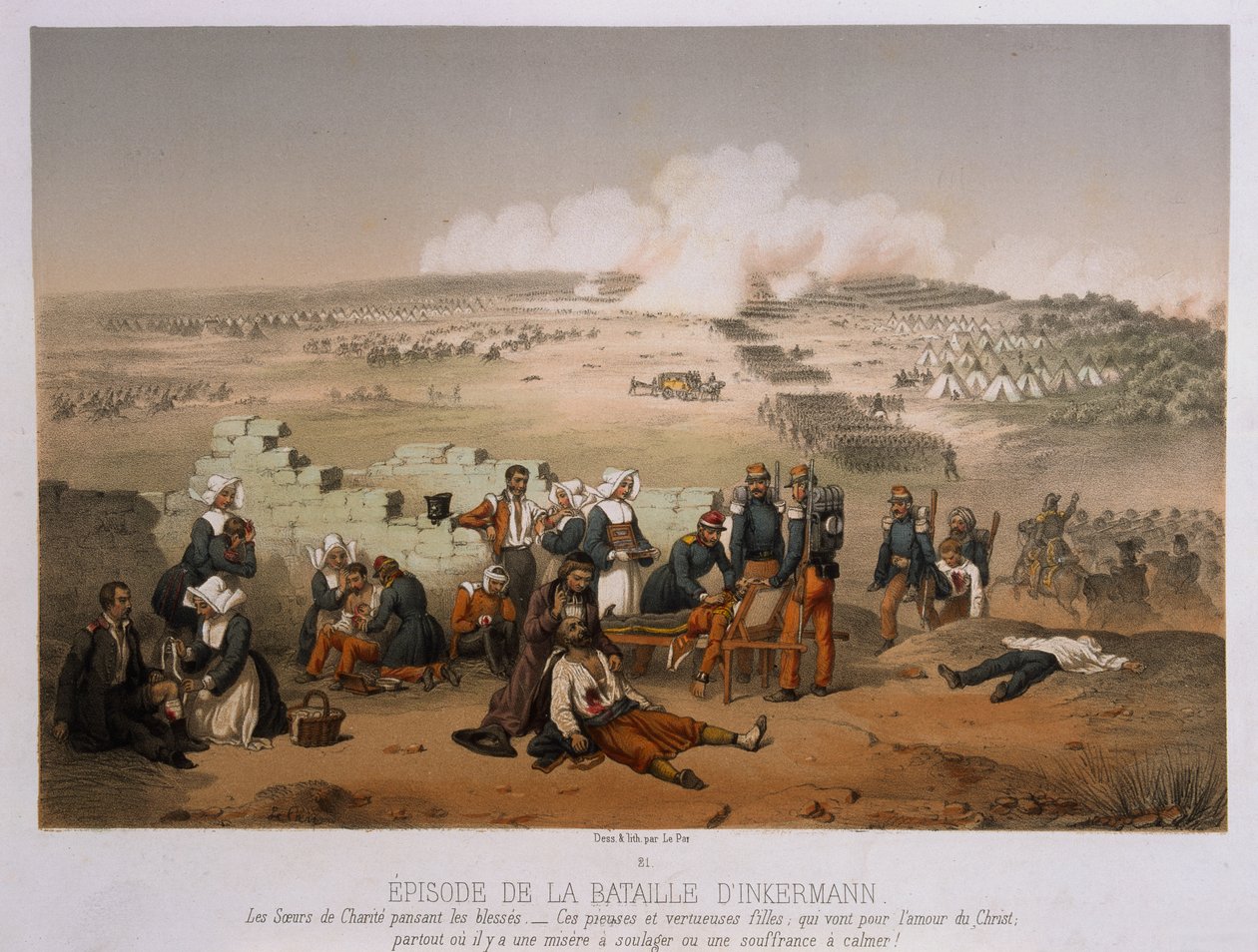 De Slag bij Inkermann op 5 november 1854, uit War in the Crimea, uitgegeven door Lemercier et Cie, Parijs, 1856 door French School