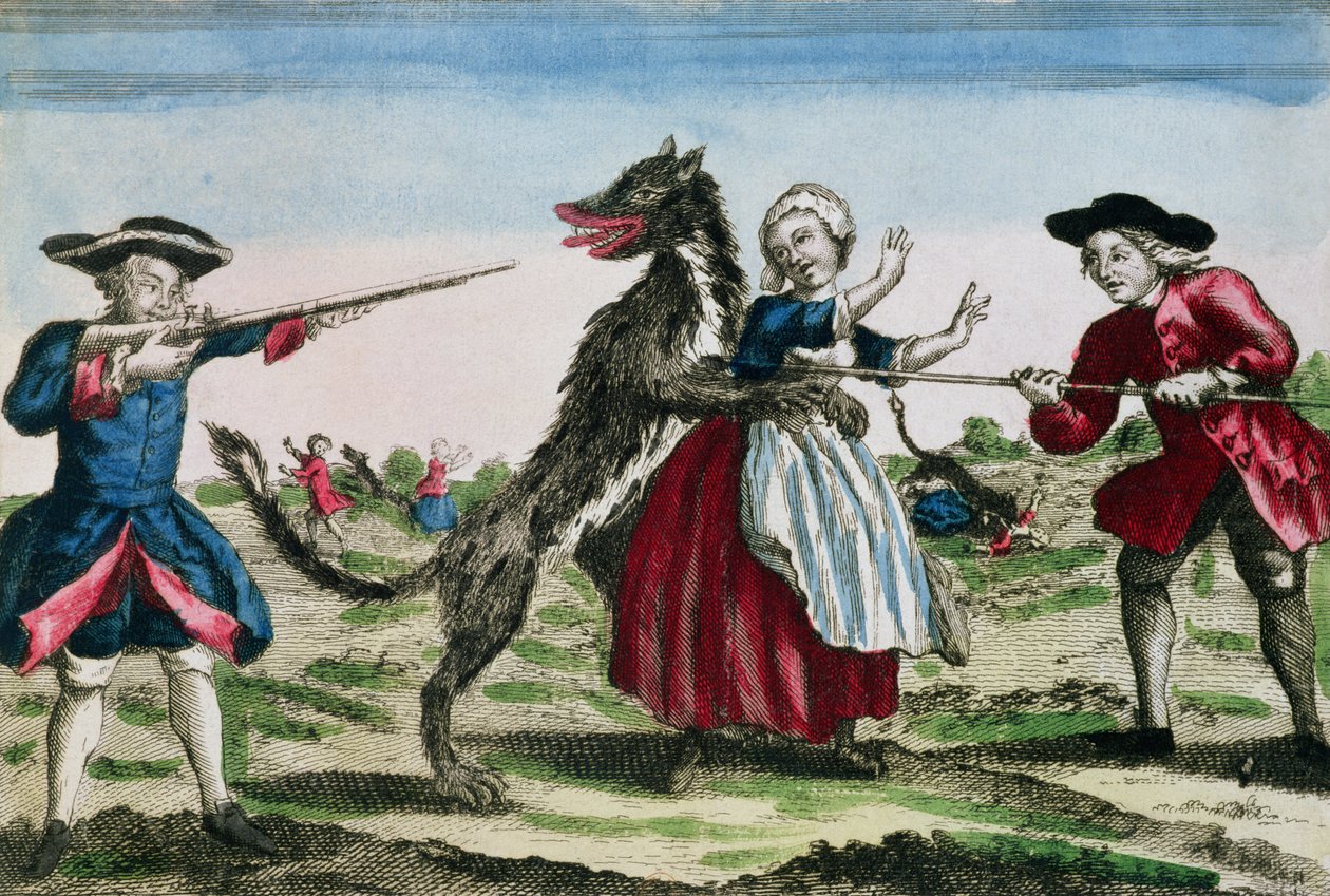 Het beest van Gévaudan, gepubliceerd door Basset, 1764 door French School