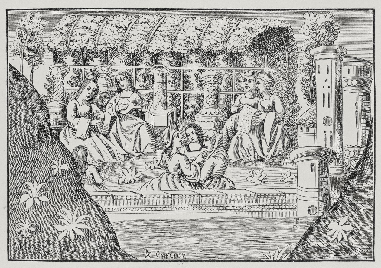 Het kasteel van Alamond en zijn betoveringen, uit De reizen van Marco Polo, gekopieerd door Albert Coinchon van het originele manuscript door French School