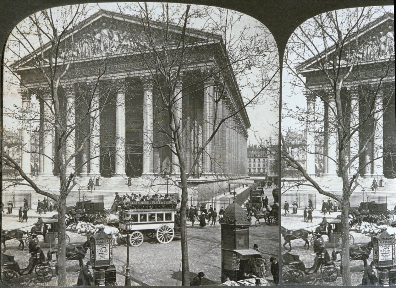 De kerk van La Madeleine, Parijs, stereoscopisch beeld, c.1860-70 door French School