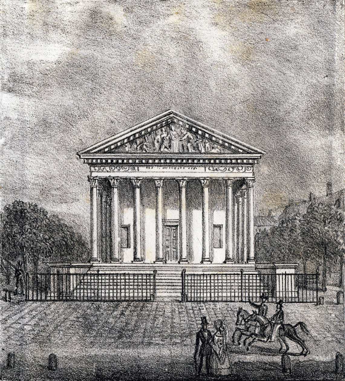 De Kerk van de Madeleine - "Alphabet Picturesque des Monumens de Paris” c.1840 (gravure) door French School