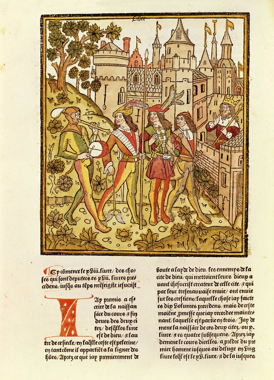 De Stad van God en de Stad van Deze Eeuw, uit La Cite de Dieu, 1486-87 door French School