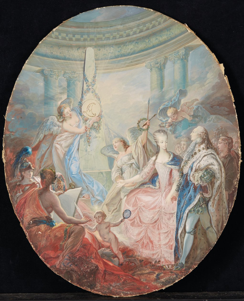 De kroning van Lodewijk XVI vergezeld door Marie-Antoinette, na 1774 door French School