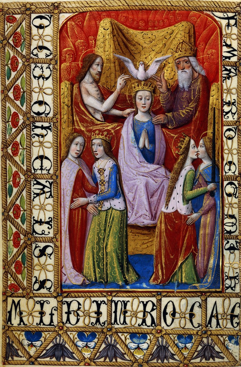 De Kroning van de Maagd door de Heilige Drie-eenheid, ca. 1500 door French School