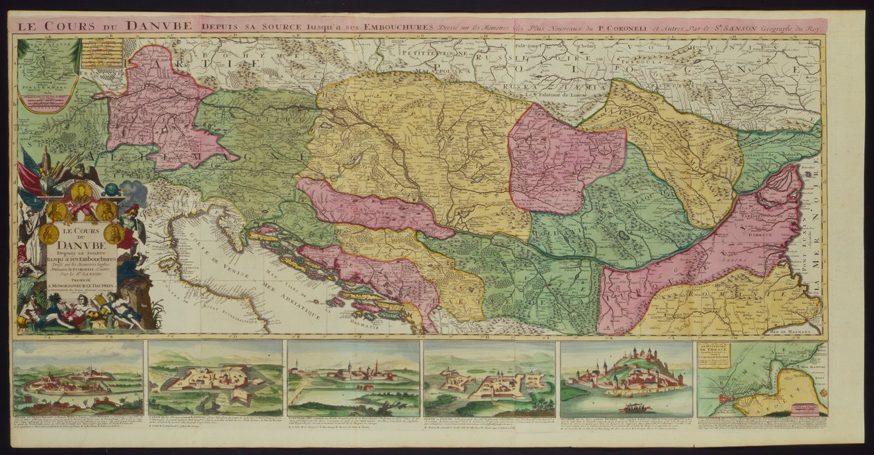 De loop van de Donau van de bron tot de monding, gebaseerd op de meest recente memoires van P. Coroneli en S. Sanson, Geograaf van de Koning door French School