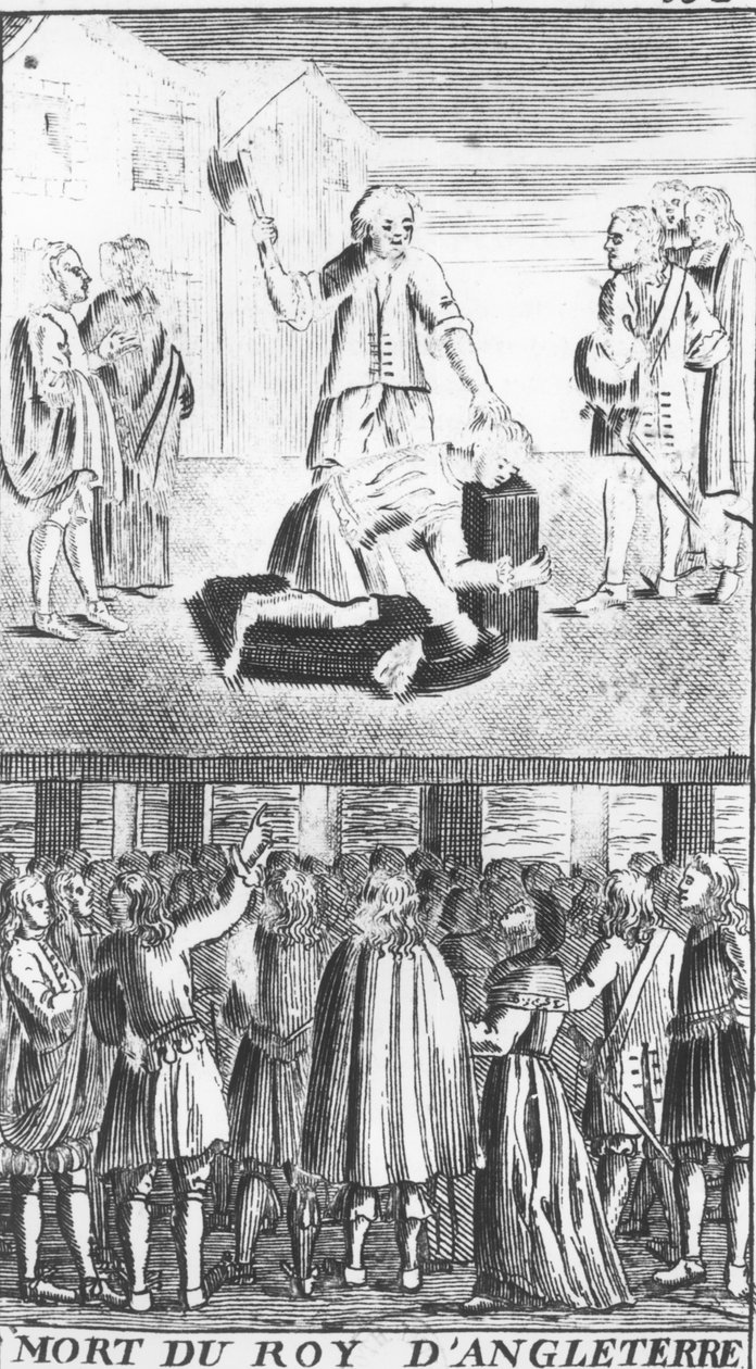 De dood van de koning van Engeland, uit Les Vrayes Centuries et Propheties de Maistre Michel Nostradamus, met het leven van de auteur, gepubliceerd door Antoine Besson in Lyon door French School