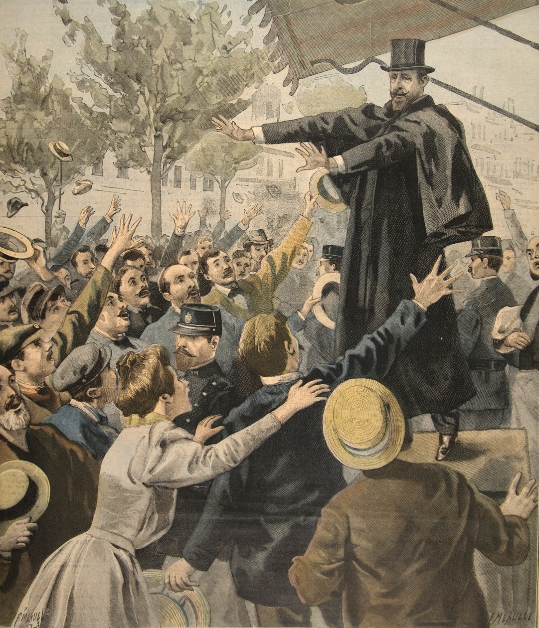 De Deroulede-bijeenkomst: bij de uitgang, illustratie uit Le Petit Journal: Supplement illustre, 9 oktober 1898 door French School