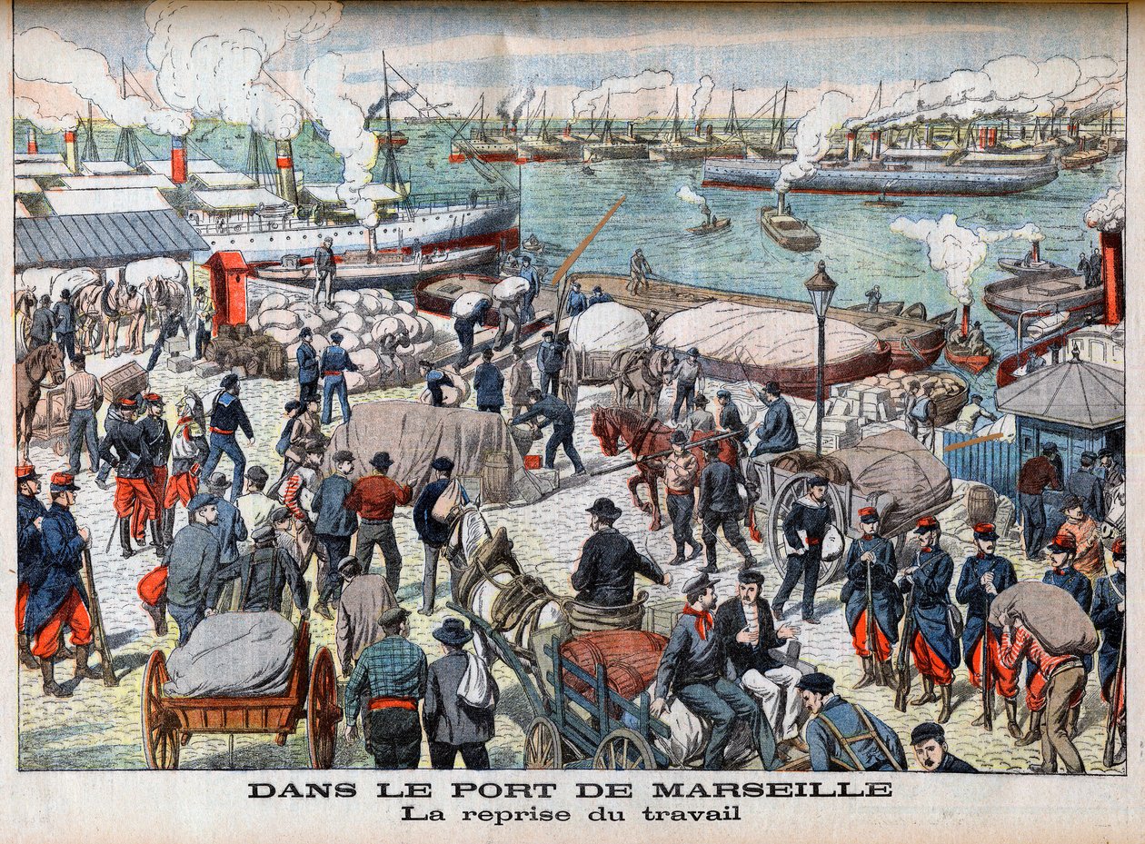 Het einde van de staking in Marseille, illustratie uit 