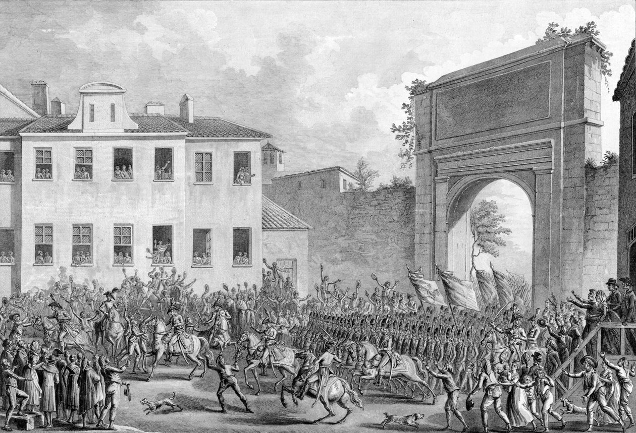 De intocht van de Fransen in Milaan, 25 Floreal An IV (14 mei 1796) - Italiaanse Campagne (1796-1797) - Franse troepen trokken Milaan binnen op 14 mei 1796 door French School