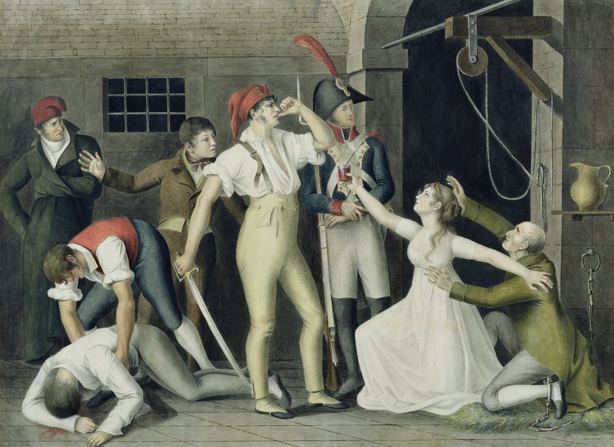 De kinderlijke en heldhaftige toewijding van juffrouw de Sombreuil in september 1792, ca. 1800 door French School