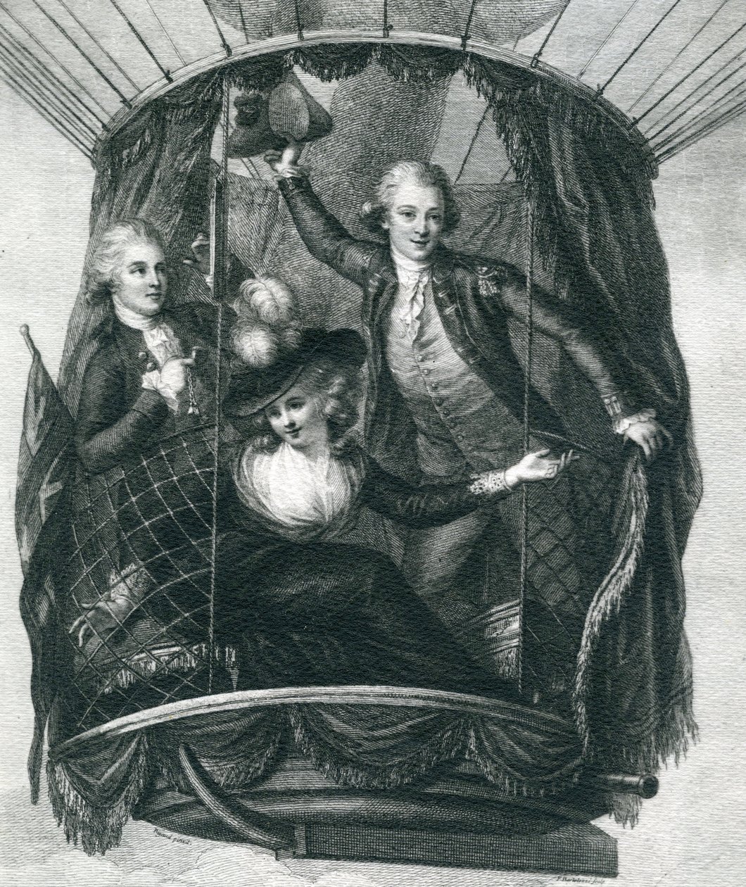 De eerste ballonvaart in Engeland, 15 september 1784, uit Wonderbaarlijke Ballonvaarten of de Verovering van de Hemel, door Fulgence Marion, gepubliceerd rond 1870 door French School