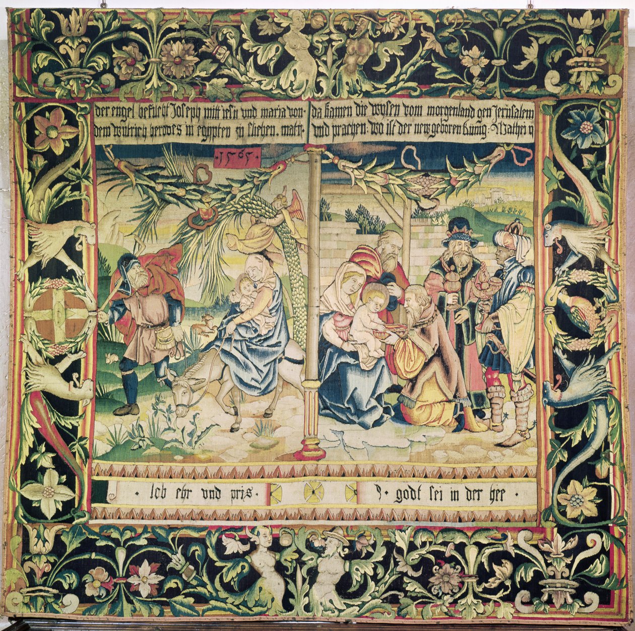 De Vlucht naar Egypte en de Aanbidding der Wijzen, 1565 door French School