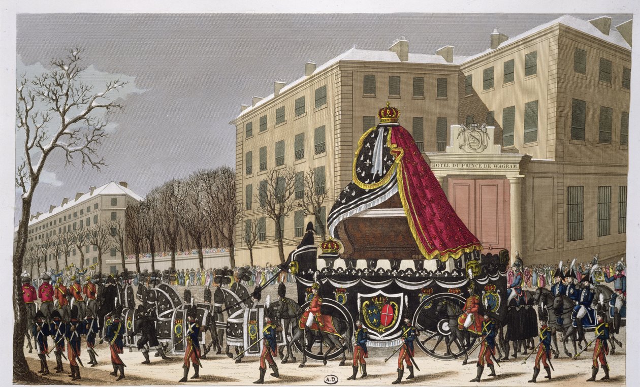 De begrafenisstoet van Lodewijk XVI (1754-93) en Marie-Antoinette (1755-93) 21 januari 1815 door French School
