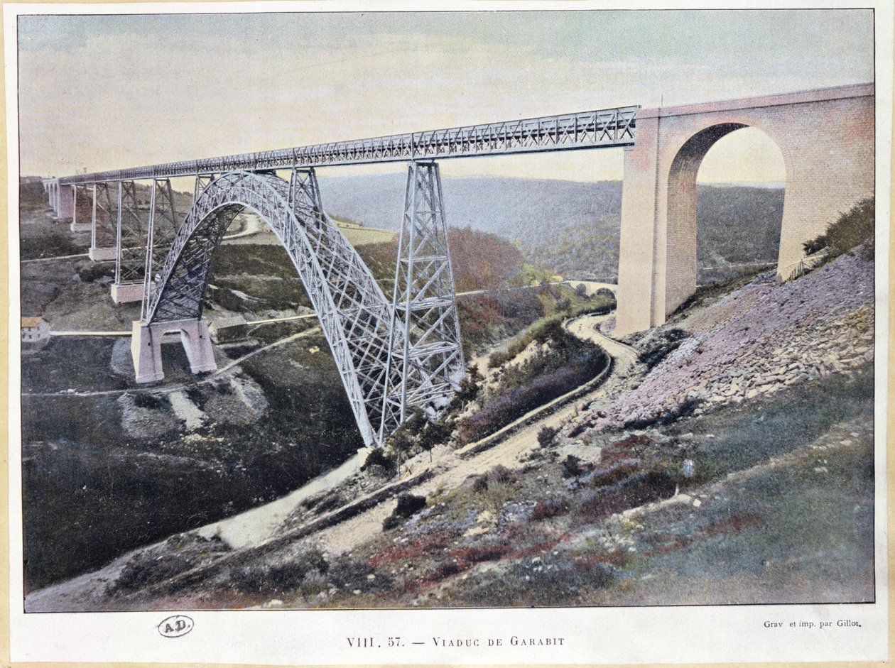Het Garabit-viaduct, gebouwd 1882-84, gedrukt door Gillot door French School