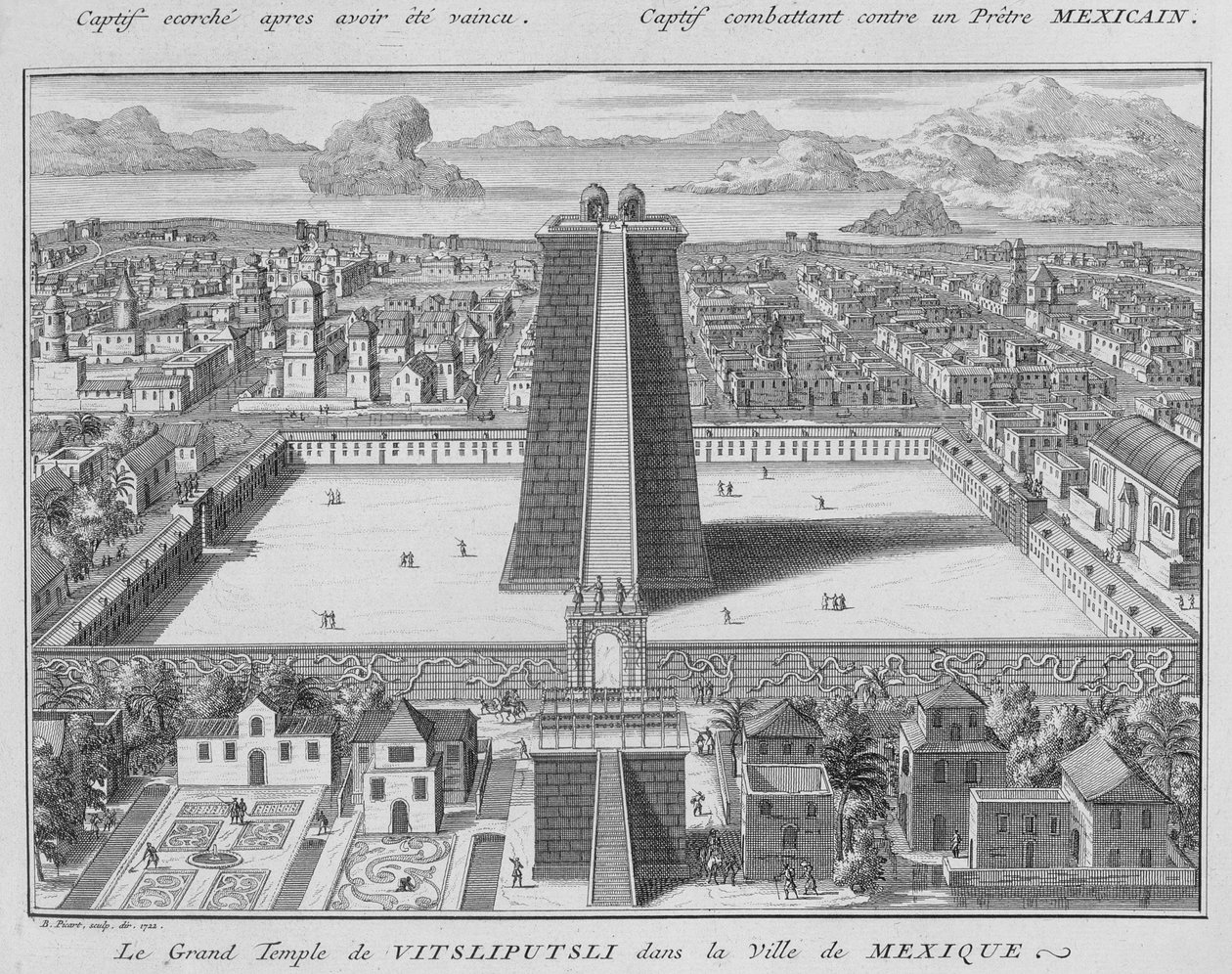 De Grote Tempel van Vitsliputsli in Mexico-Stad, illustratie uit Religieuze Ceremonies en Gebruiken, gegraveerd door Bernard Picart (1673-1733) 1722 door French School