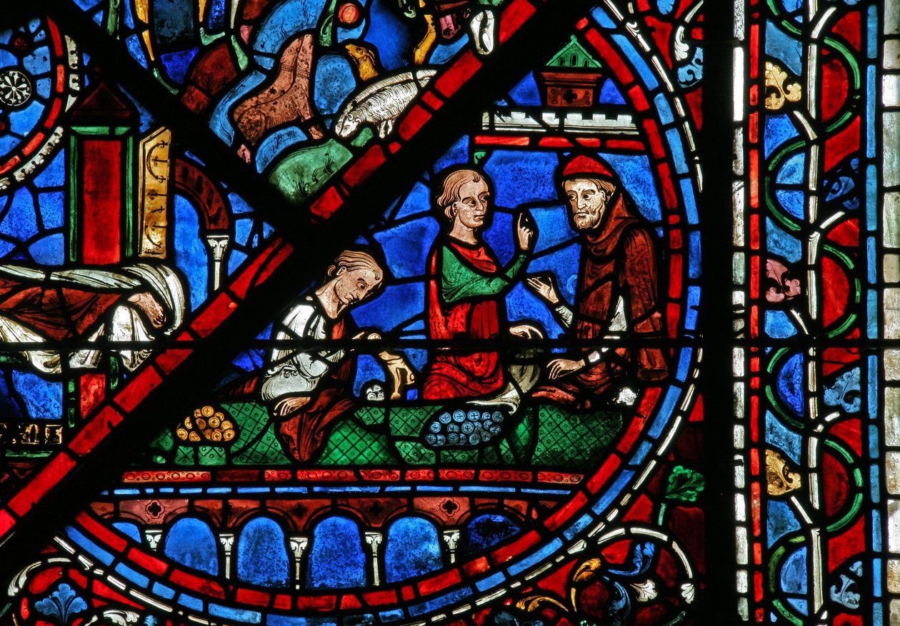 Het Joseph-raam: De geldwisselaars door French School