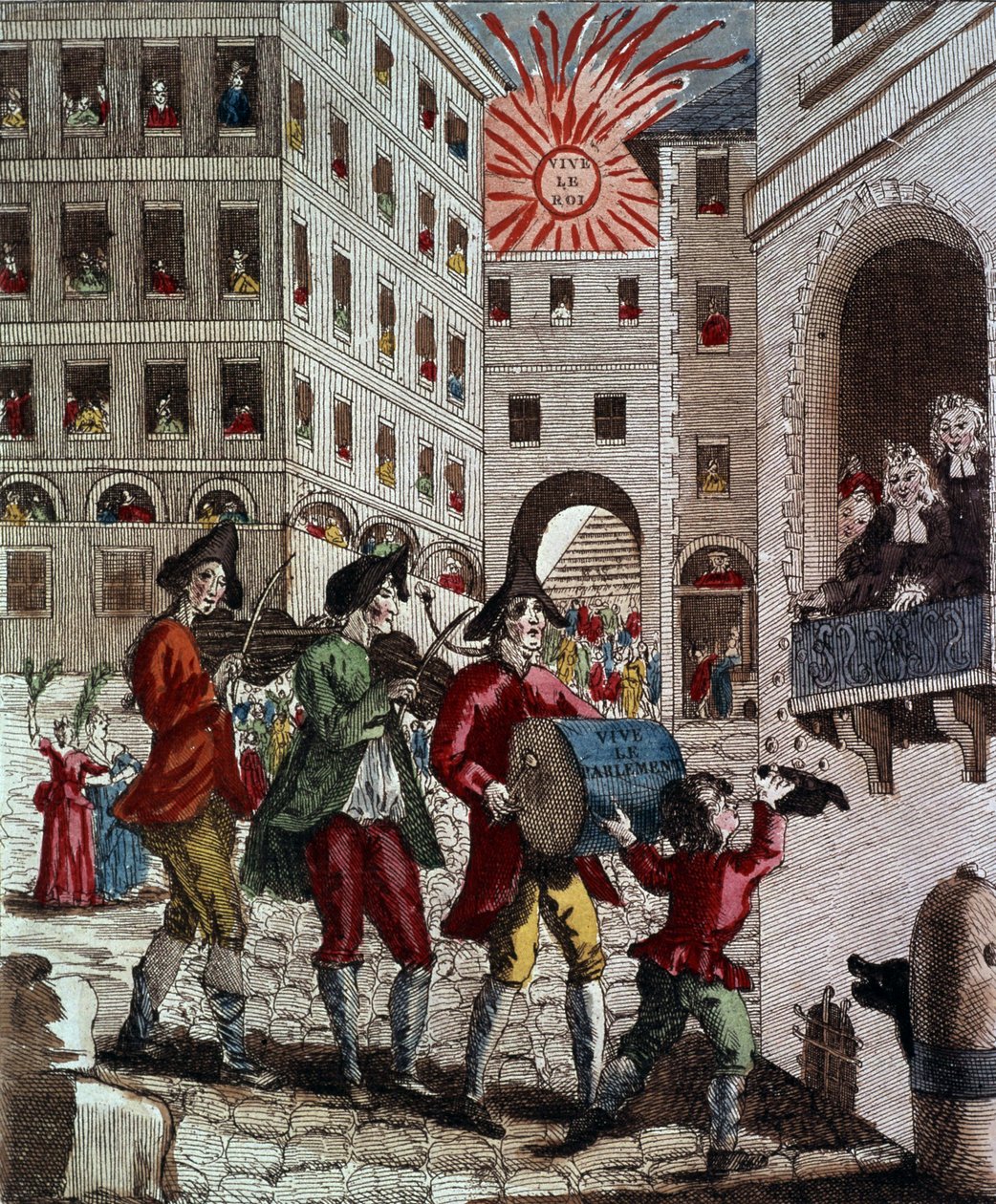 De vreugde van het Franse volk, viering van de koning en de terugkeer van het parlement in september 1788 door French School