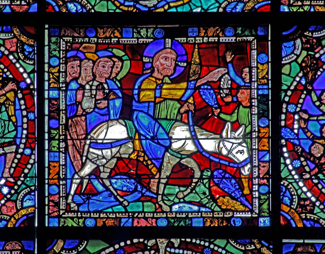 Het Leven van Christus-raam: De Intocht in Jeruzalem door French School