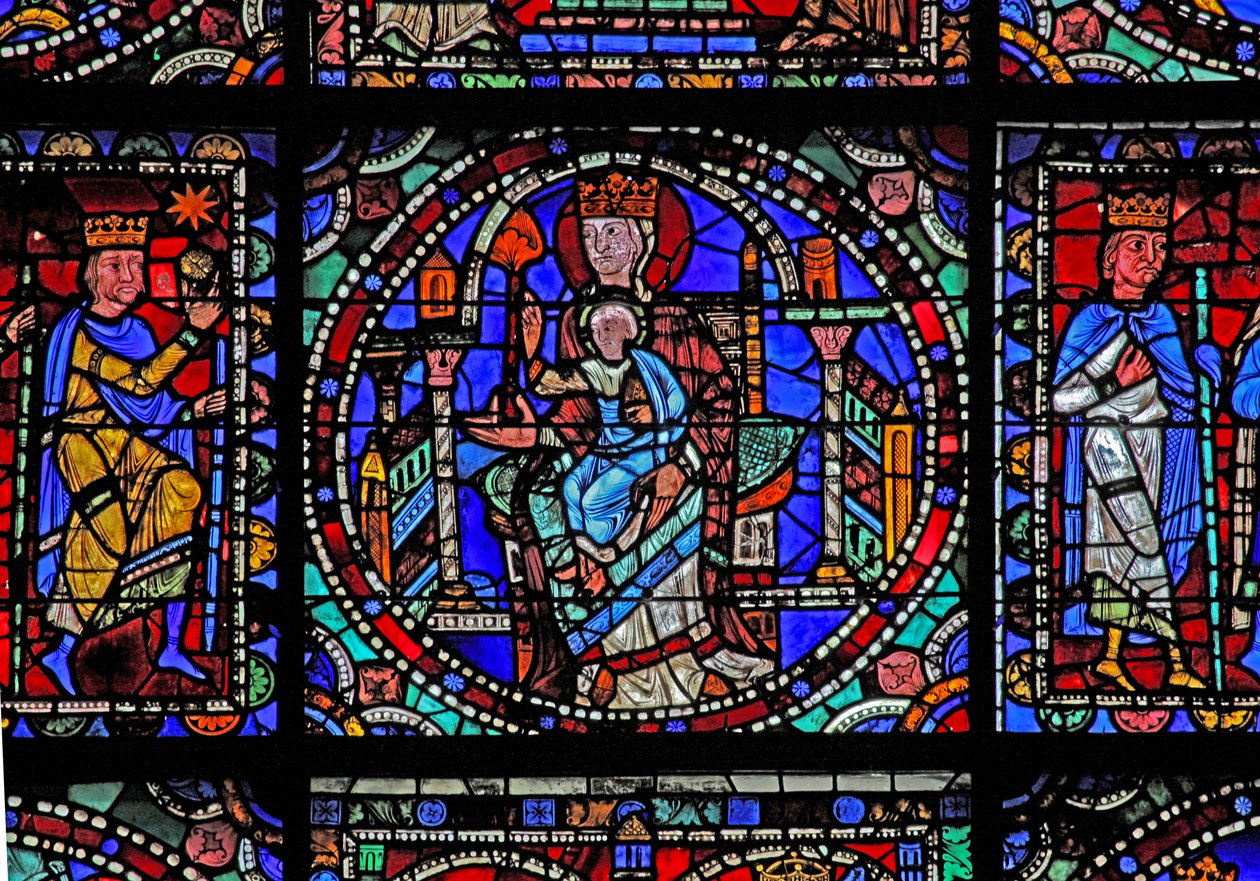Het leven van Christus raam: de Maagd en Kind door French School