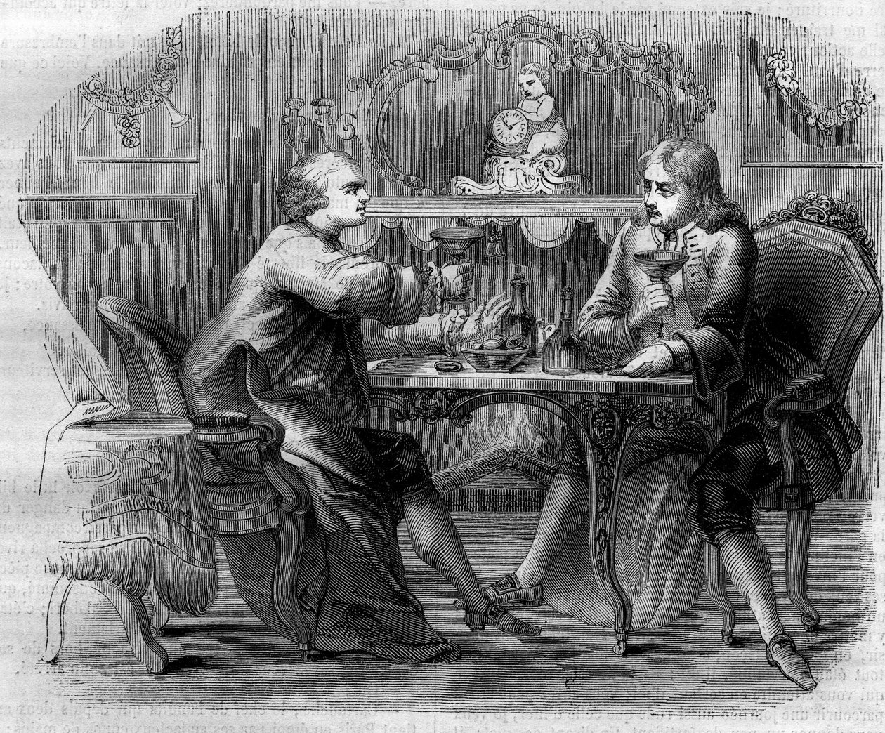 De markies de Nointel biedt een lunch aan de bandiet Cartouche (Louis Dominique Cartouche) door French School
