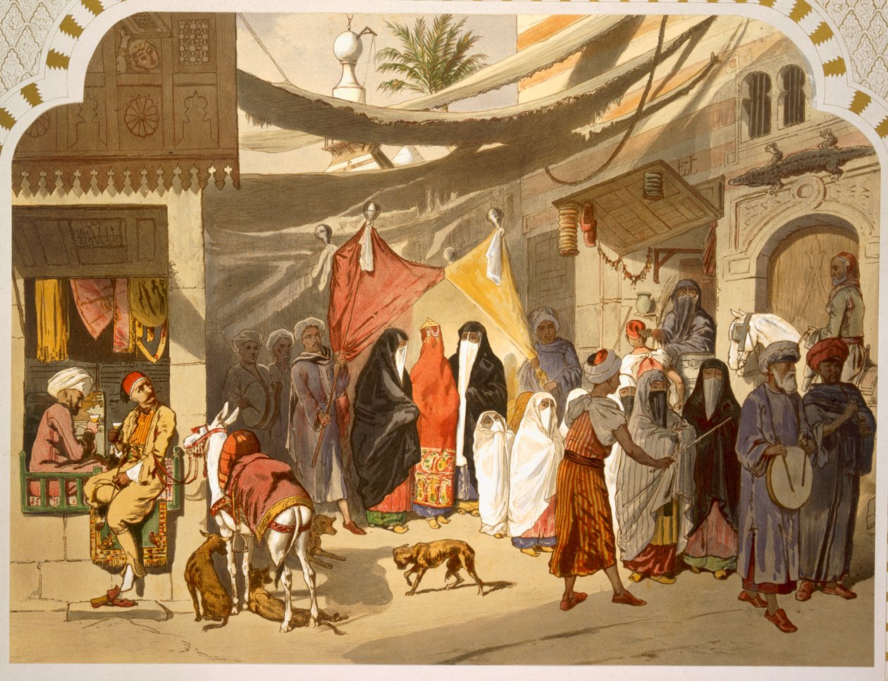 Het huwelijk van een Arabier in Caïro, 1860 door French School