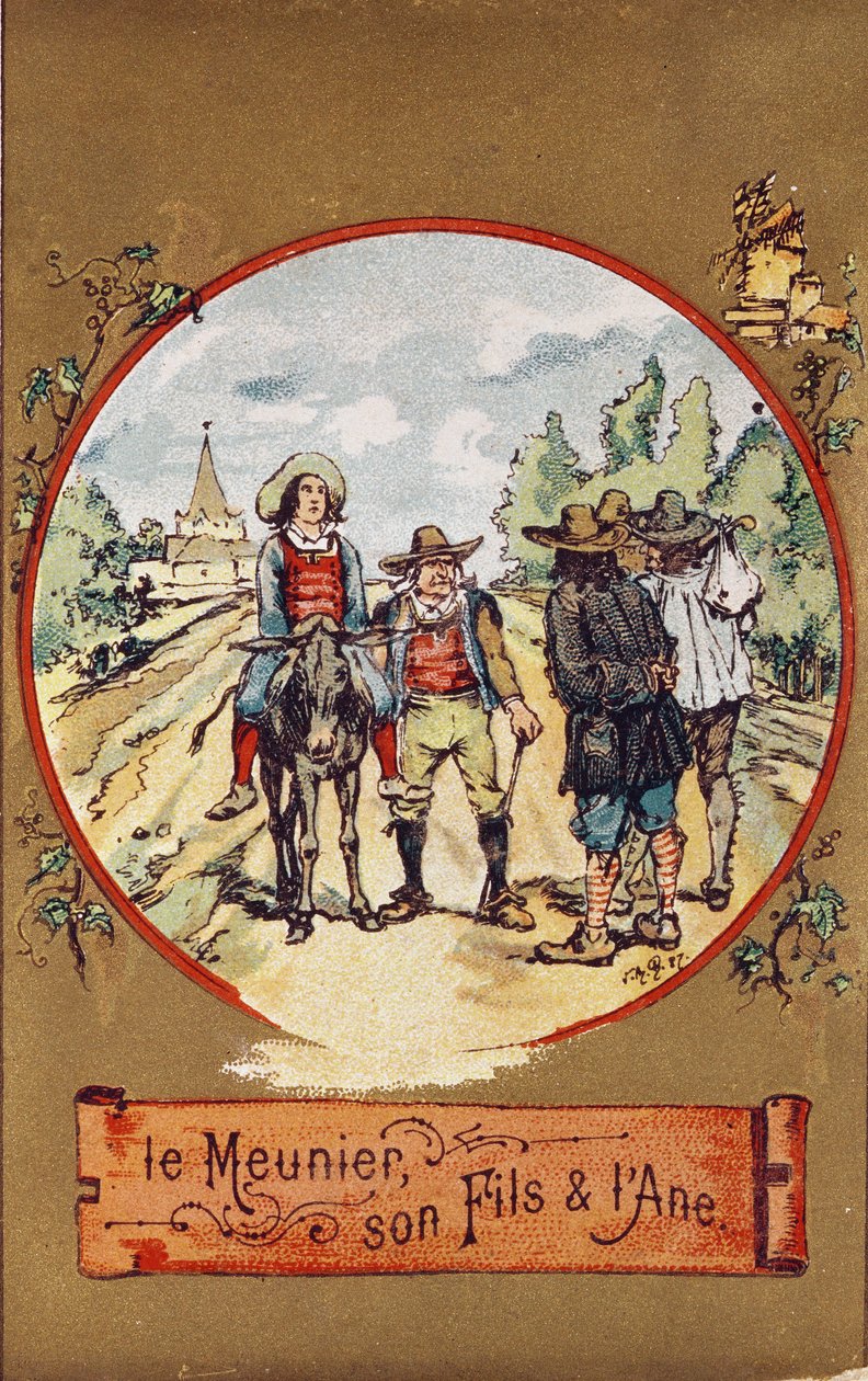 De molenaar, zijn zoon en de ezel, ca. 1880 door French School