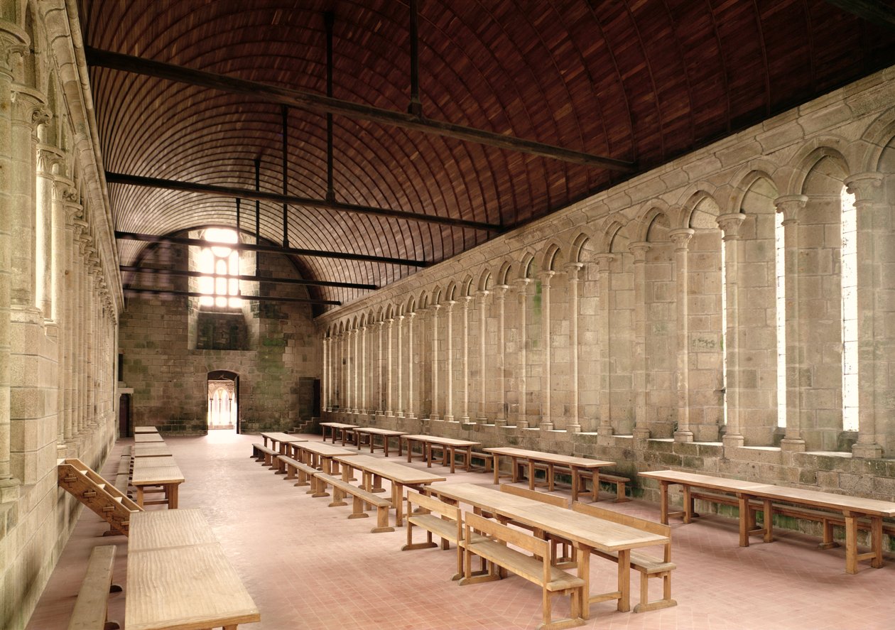 De refter van de monniken, interieur van de abdij, 1217 door French School