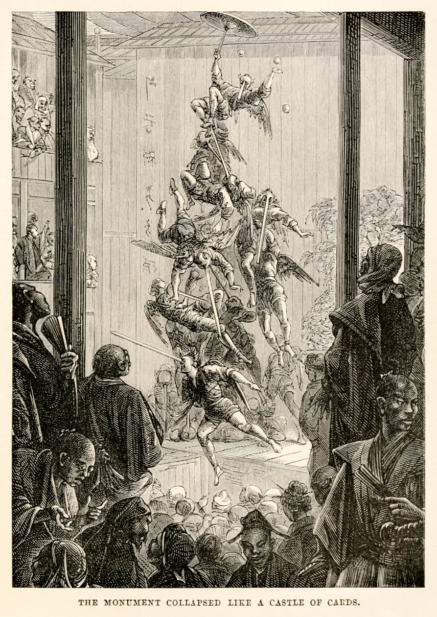 Het monument stortte in als een kaartenhuis, uit 