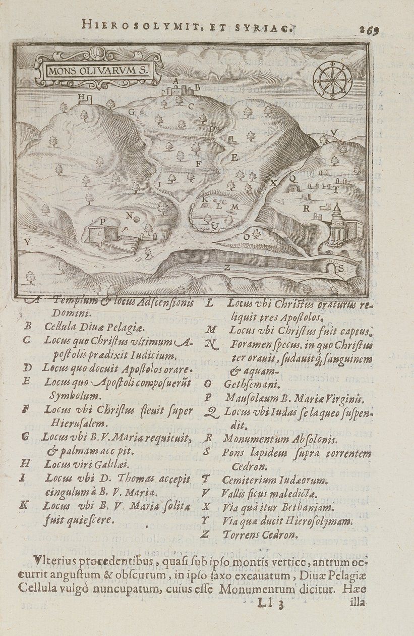 De Olijfberg, Jeruzalem, uit Itinerarium Hierosolymitanum, door J. Cotovico, 1619 door French School