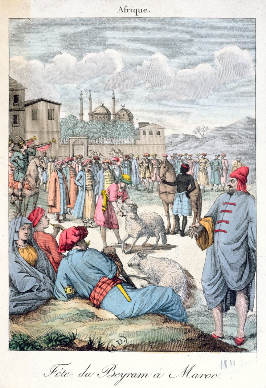 Het Moslimfestival van Eid-el-Kabir in Marokko, 1811 door French School