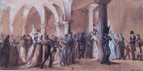 Het Peristyle in het Theatre Francais, c.1822 door French School