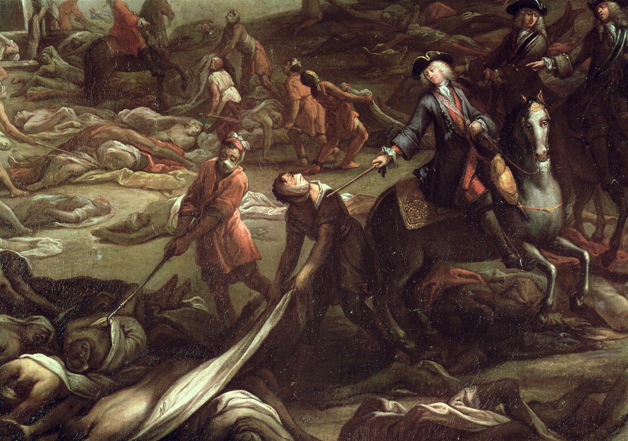 De pest in Marseille in 1720 (detail) door French School