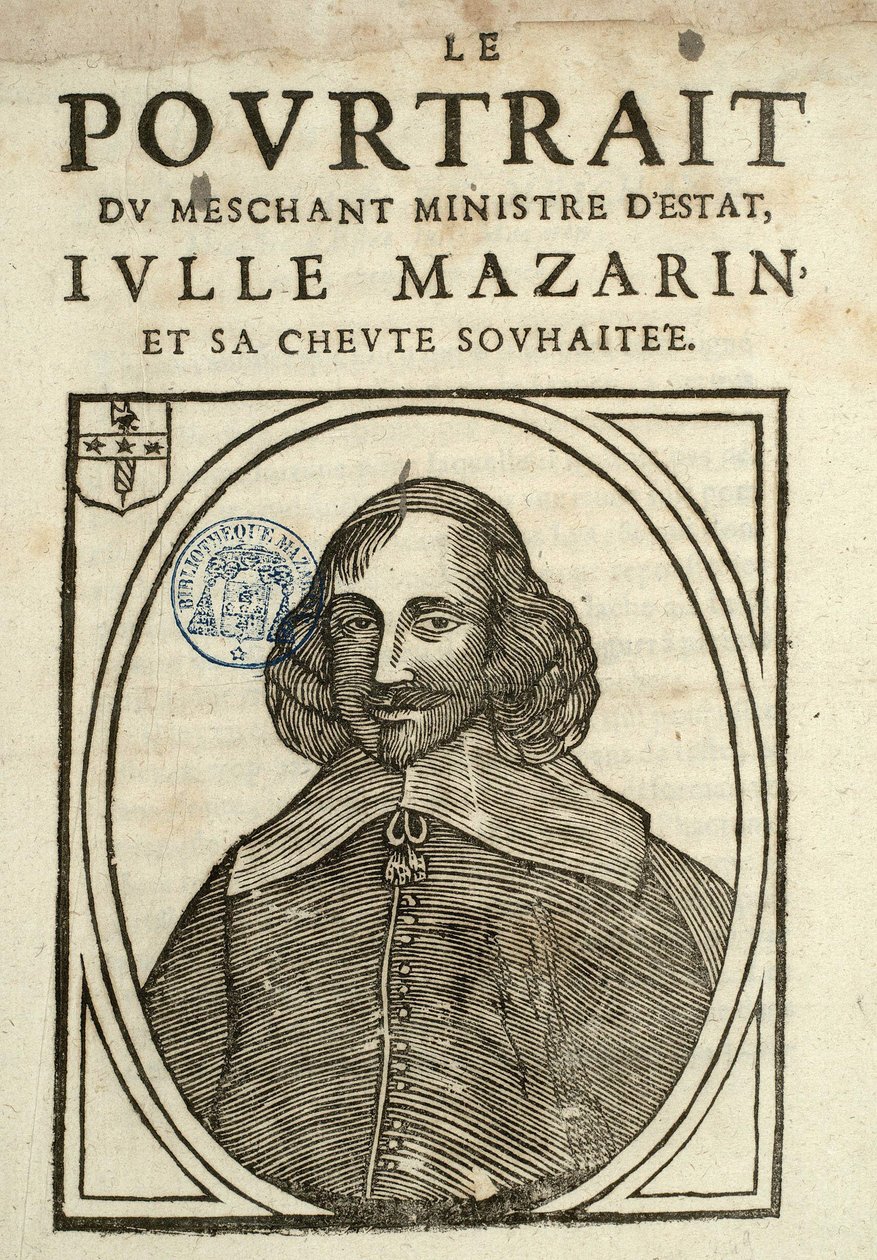 Het portret van de slechte minister van Staat, Iulle Mazarin en zijn gewenste duivel, Politiek Pamflet onder de Sling door French School