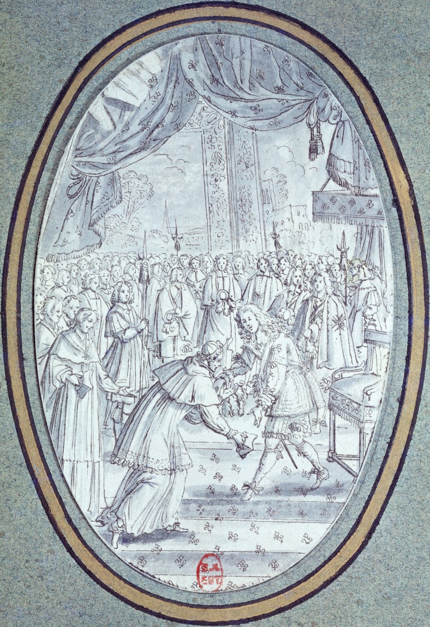 De ontvangst van kardinaal Flavio Chigi (1631-93) door Lodewijk XIV (1638-1715) 29 juli 1664 door French School