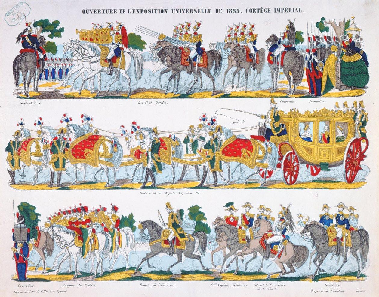De Koninklijke Stoet bij de Inhuldiging van de Exposition Universelle in 1855 door French School